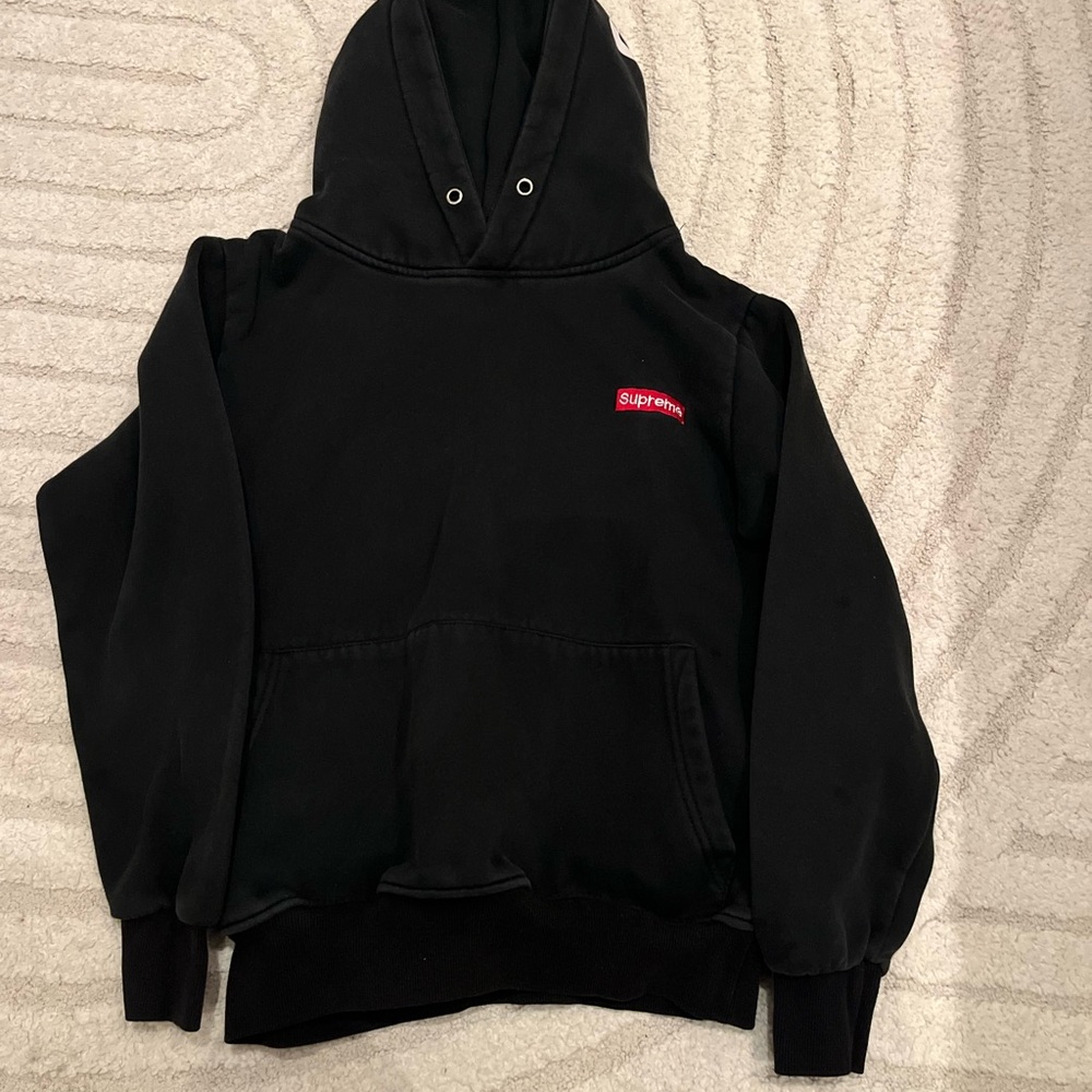 Supreme Black Hoodie with Red Patch